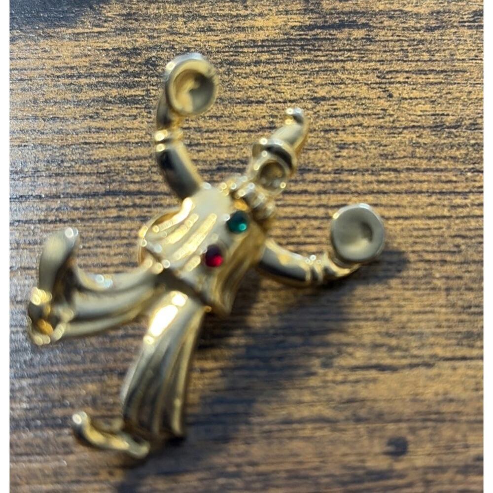 Vintage Circus Clown Musician Brooch Broach Pin